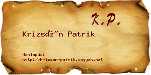 Krizsán Patrik névjegykártya
